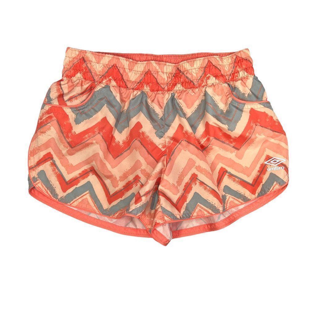 ‎Umbro Running Shorts Womens Small Orange Grey Athletic Run Training Yoga Tennis